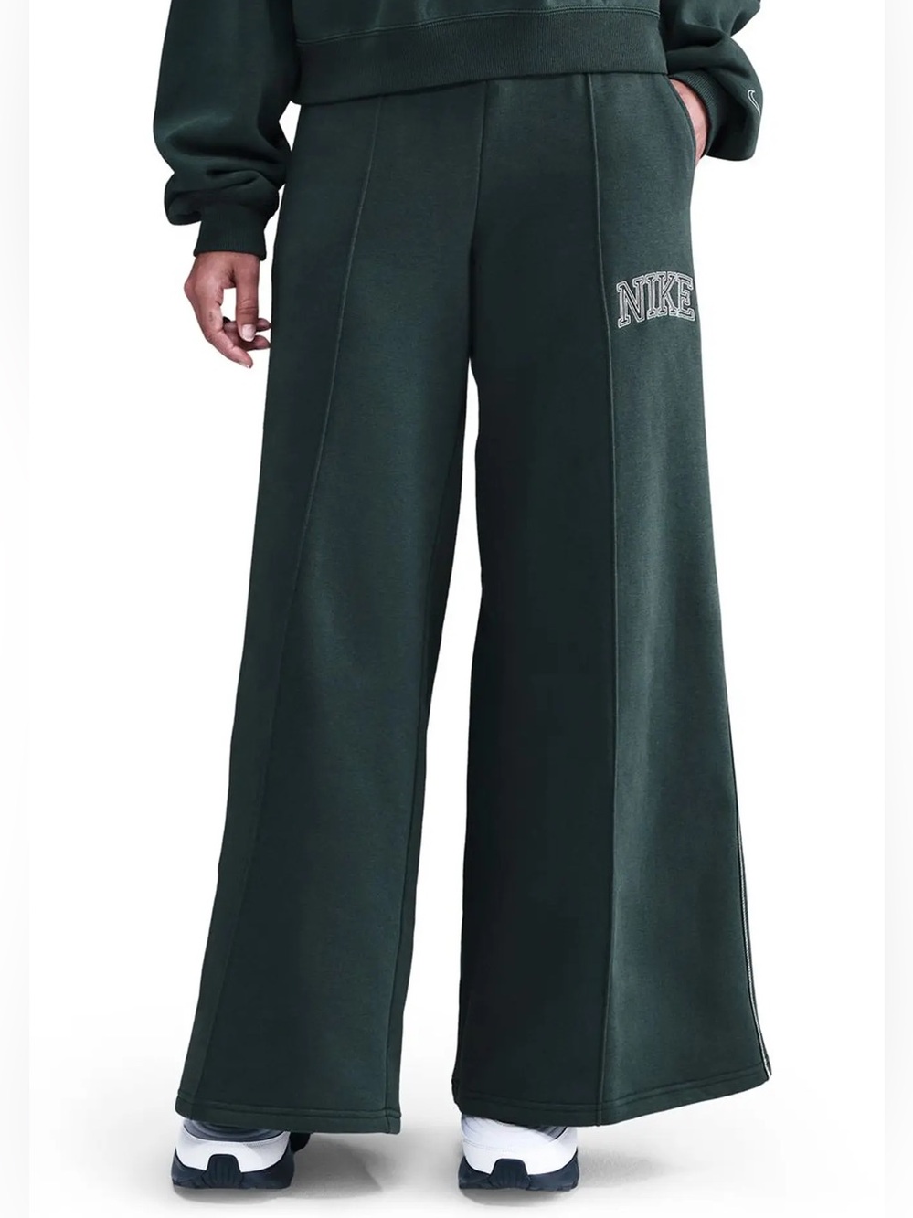 Nike Seaweed Green Phoenix Fleece Wide Leg Graphic Print Sweatpants